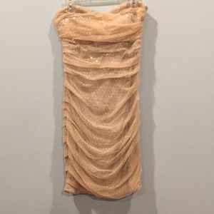 Express nude beaded strapless formal dress